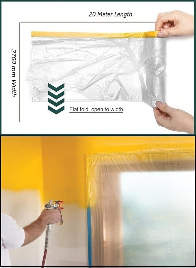 TJIKKO Pre-Taped Masking Film for Automotive Painting Covering, and Protecting households from dust. (2700 mm x 20 Meter) Transparent - Image 2